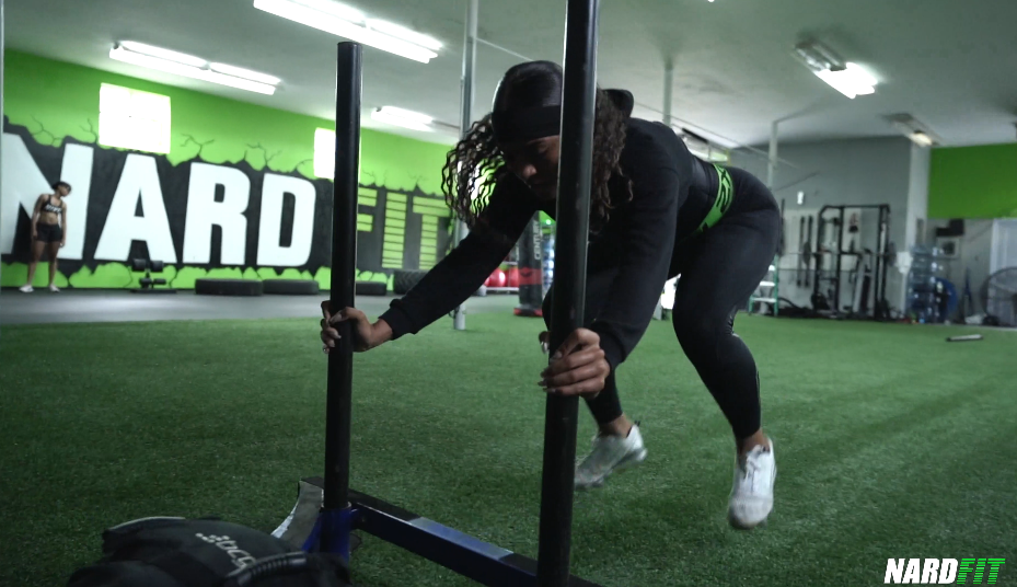 NardFit client sled push training session