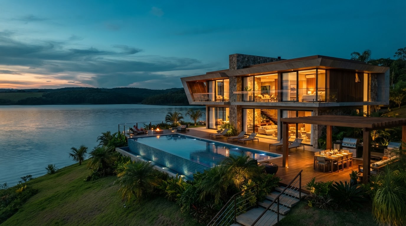 Casa de alto padrão para alugar na Riviera de Santa Cristina XIII às margens da Represa Jurumirim