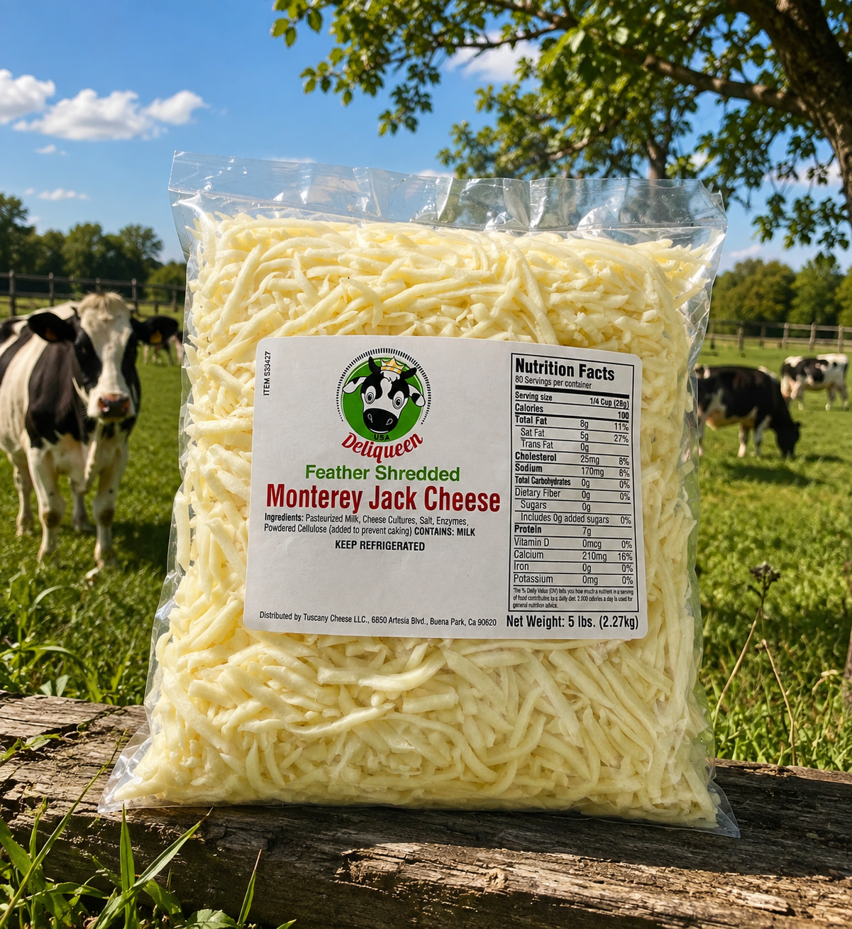 DeliQueen Feather Shredded Monterey Jack Cheese package