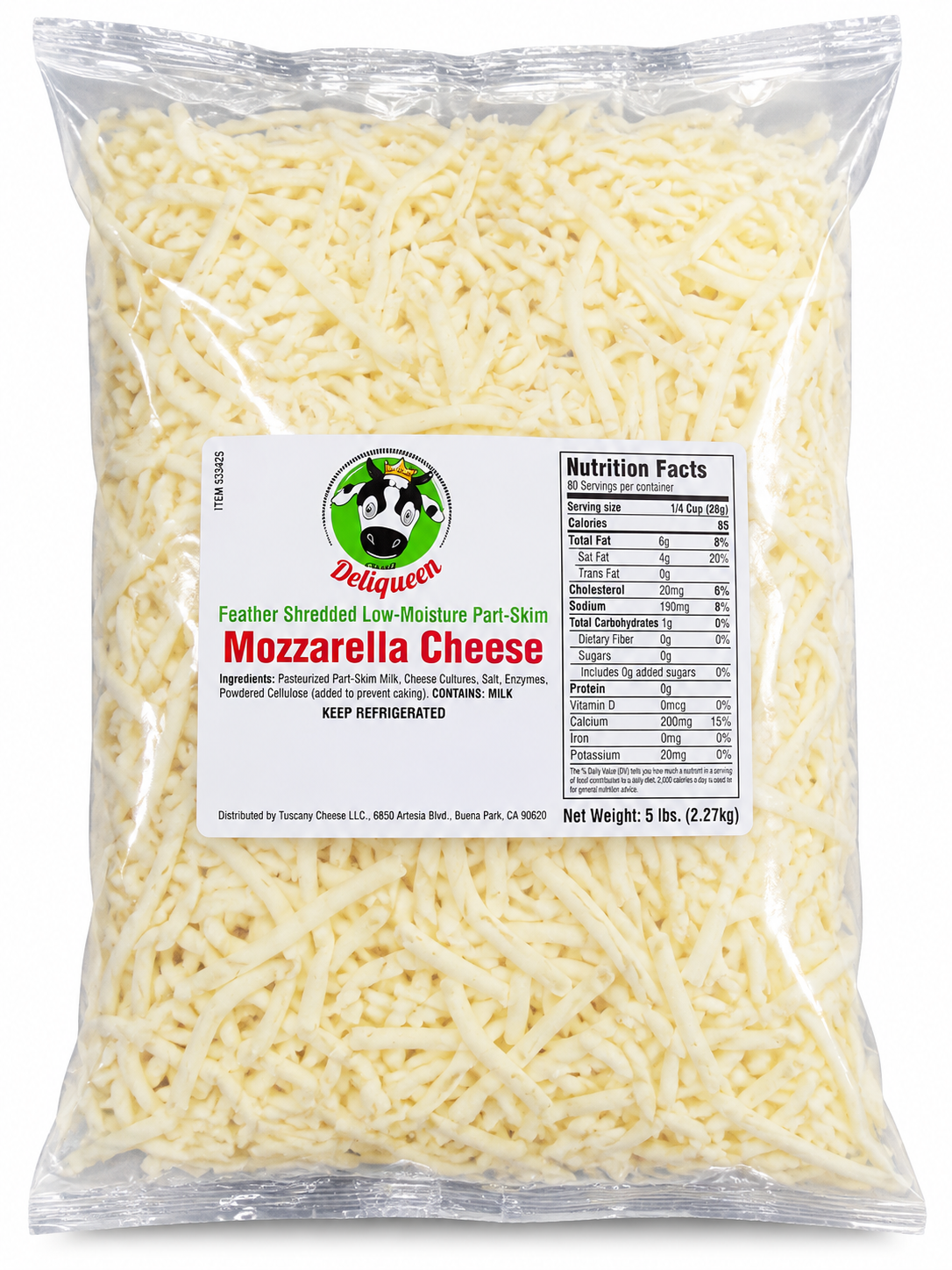 DeliQueen Feather Shredded Mozzarella Cheese package