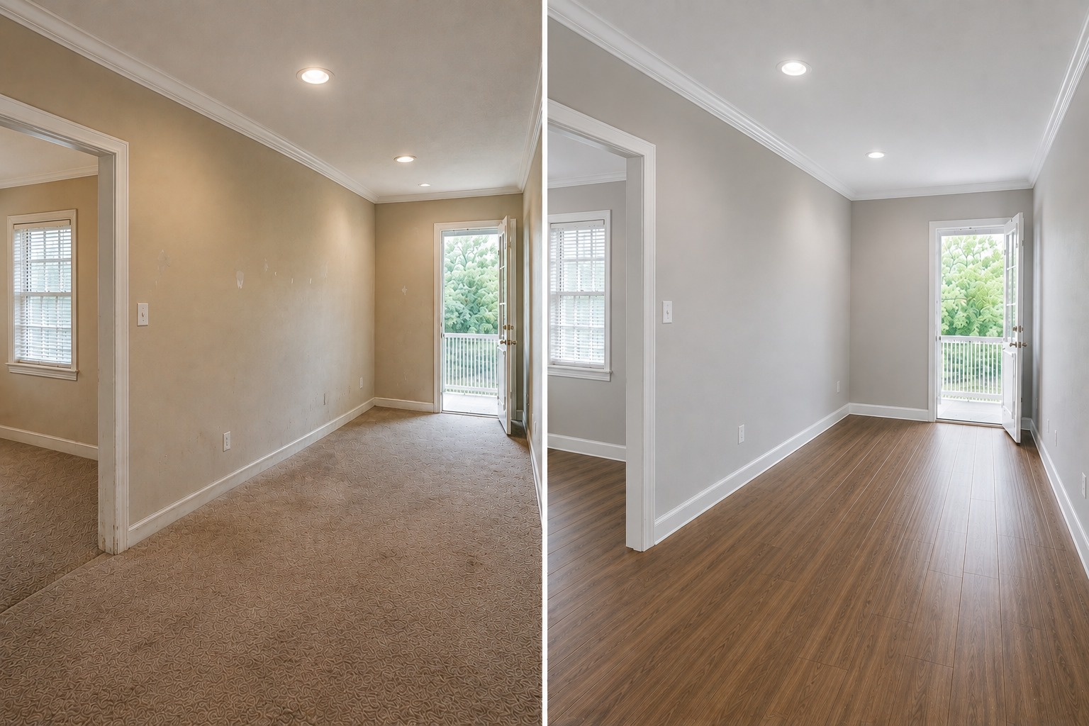Before and after: interior living room painting - Savannah, GA
