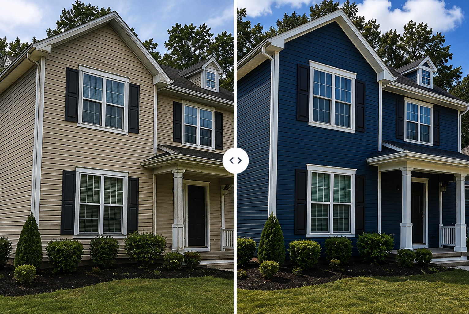 Before and after: exterior siding painting - Richmond Hill, GA
