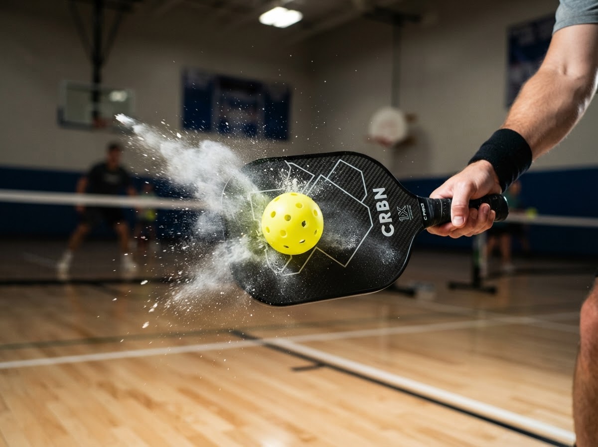 Pickleball paddle striking ball