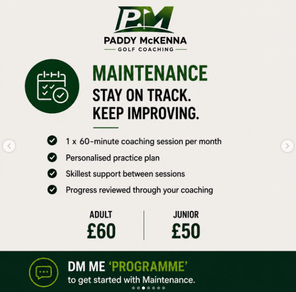 Paddy McKenna Golf Maintenance Programme card