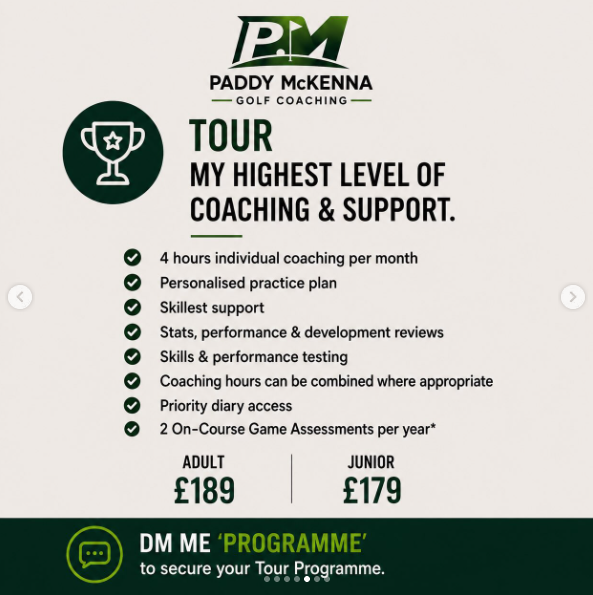 Paddy McKenna Golf Tour Programme card