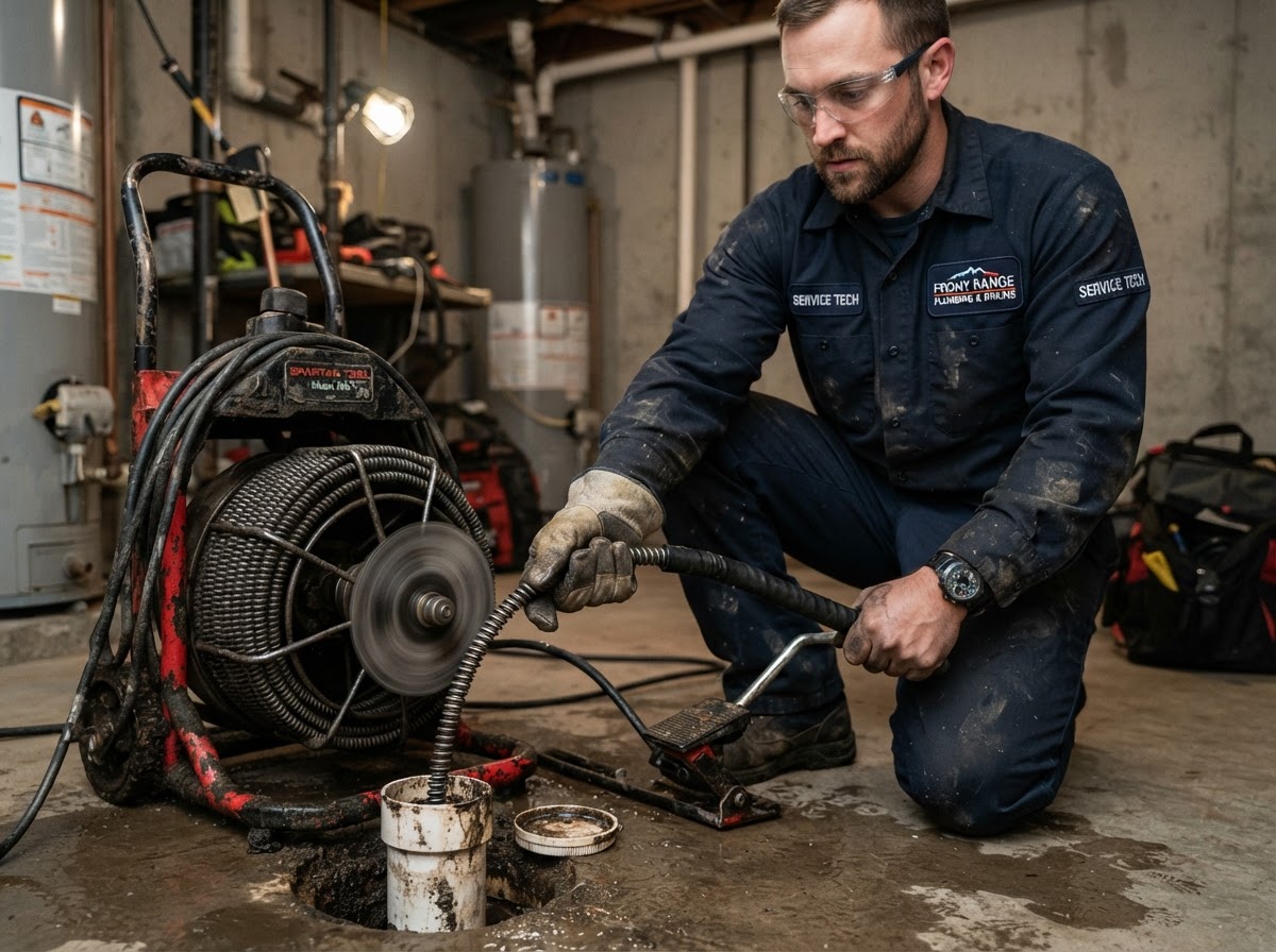 Drain Cleaning Equipment in Use