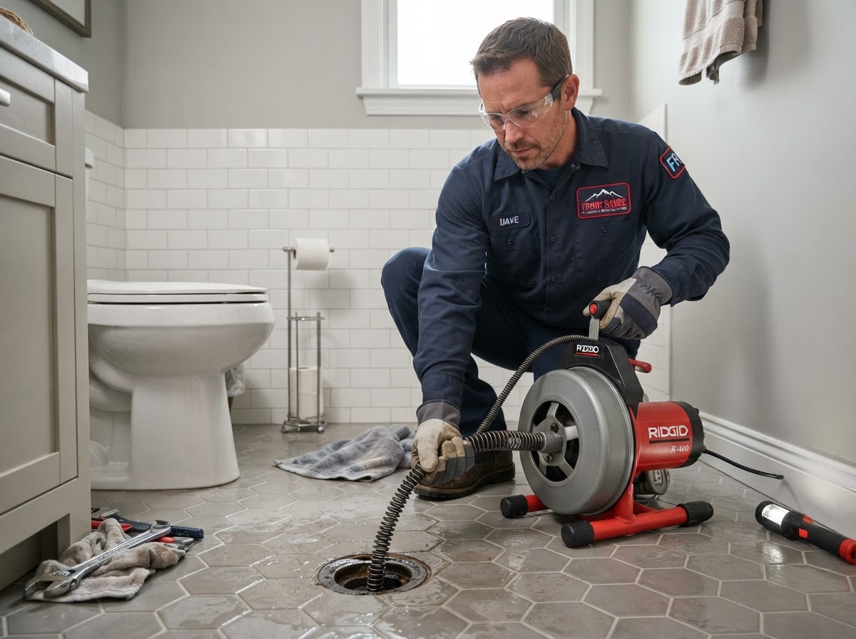 Plumber Clearing a Residential Drain