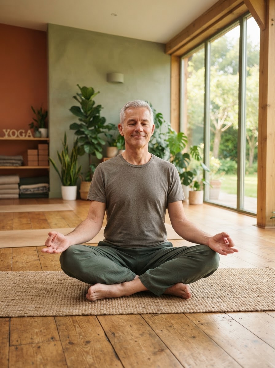 Emilio meditando en posición de loto