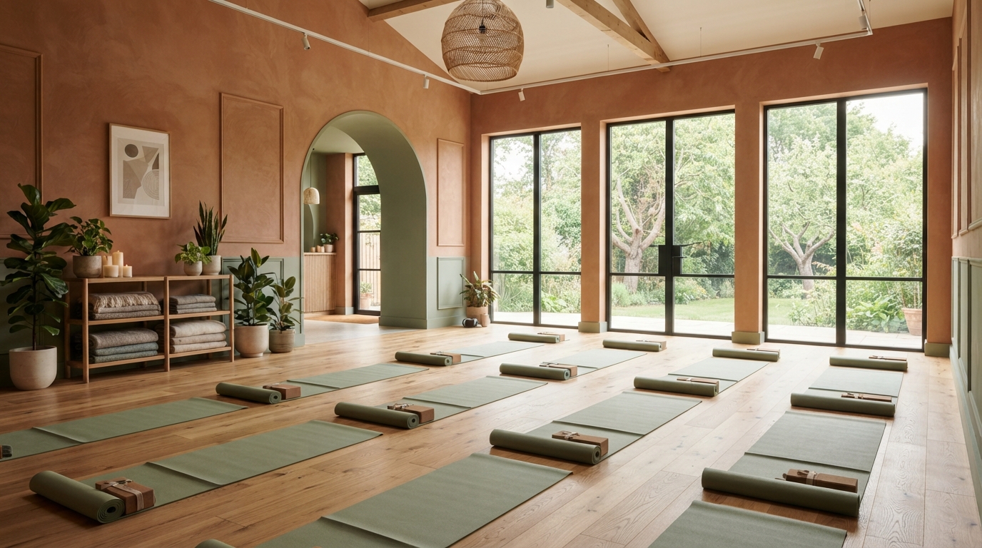 Estudio de yoga con luz natural