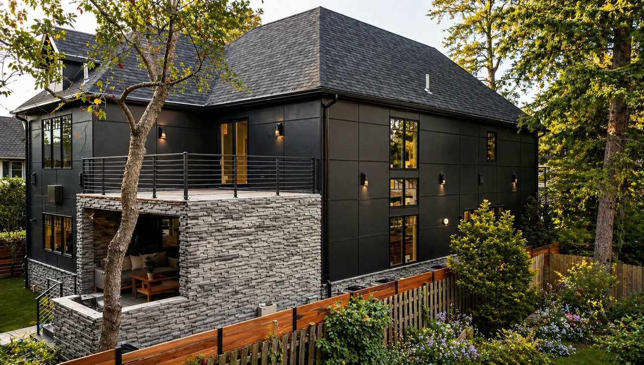 Modern Dark Exterior & Patio