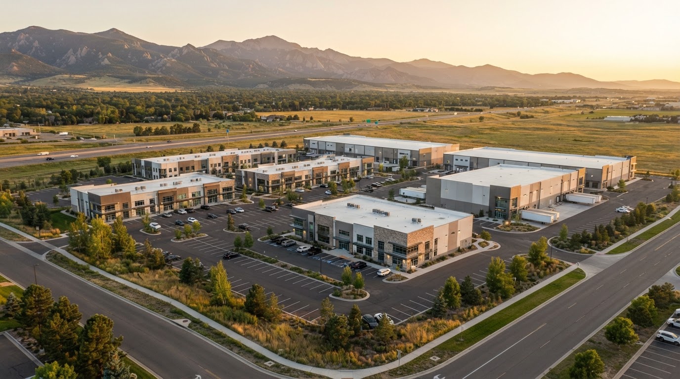 Aerial view of Northern Colorado commercial real estate properties