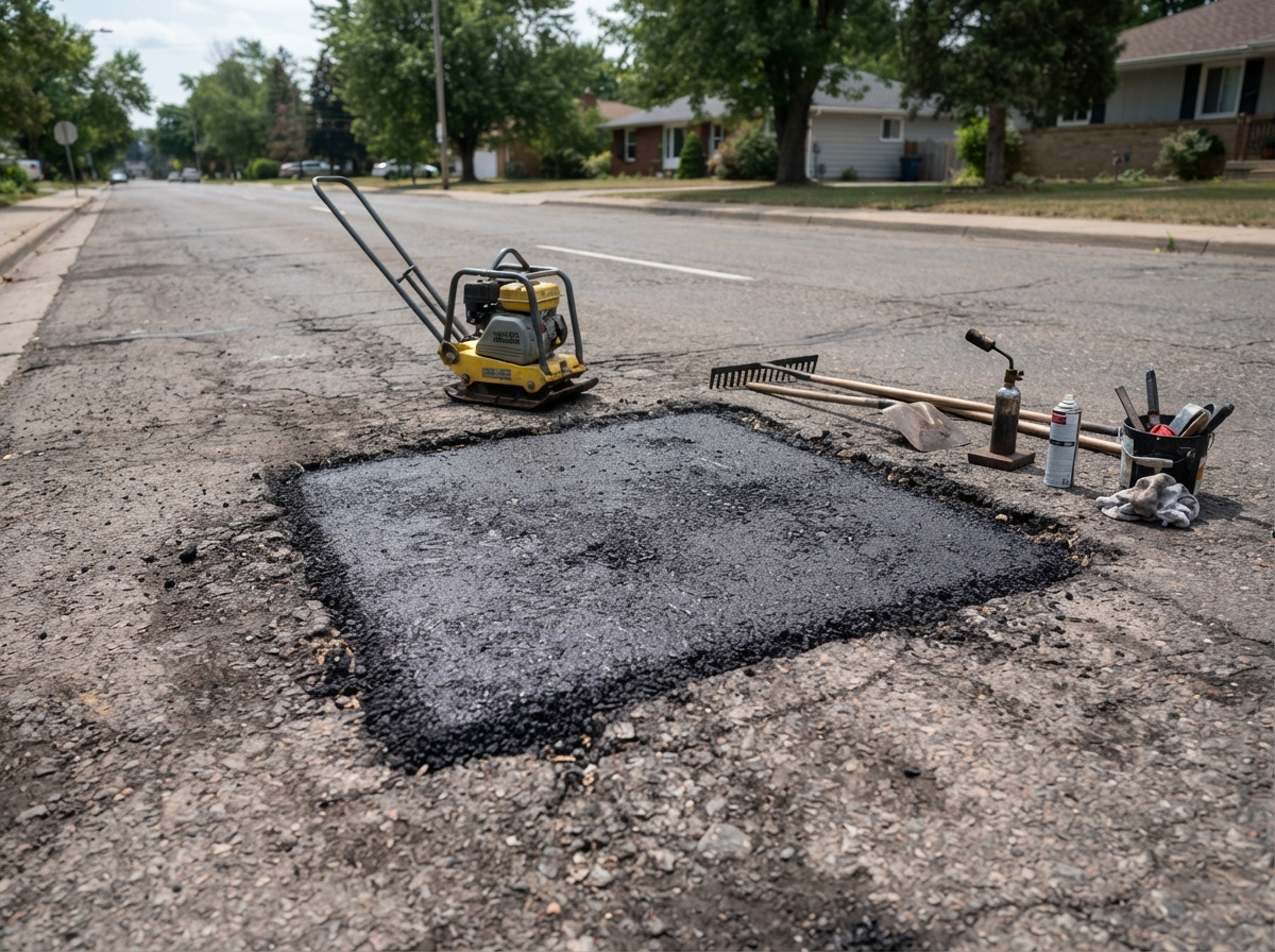 Asphalt curb and edge detailing on a completed paving project
