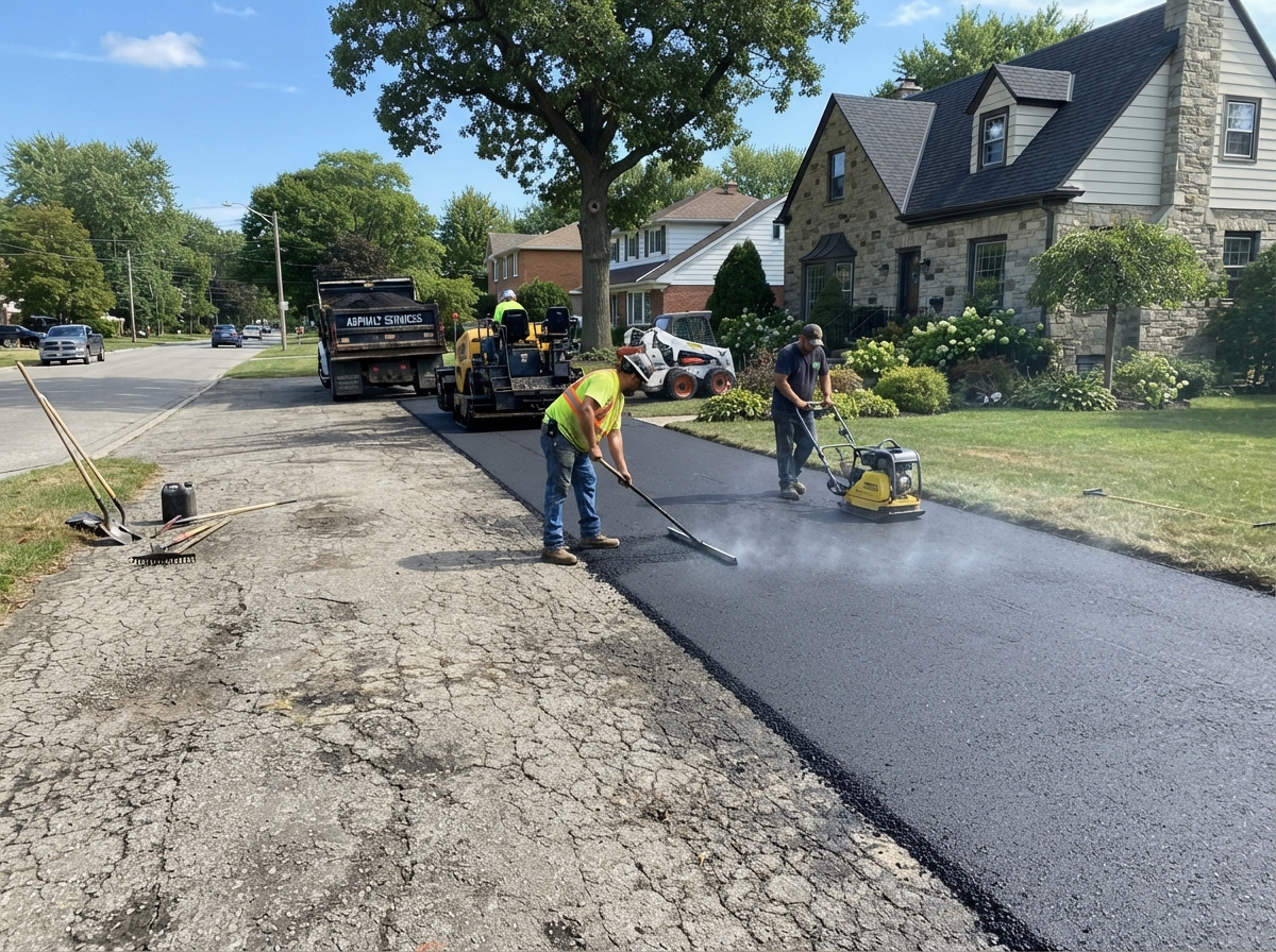 Protective sealcoating application refreshing an asphalt surface