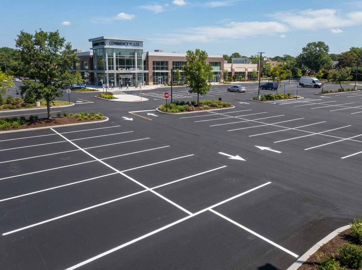 Heavy roller compacting fresh asphalt to achieve dense, durable surface