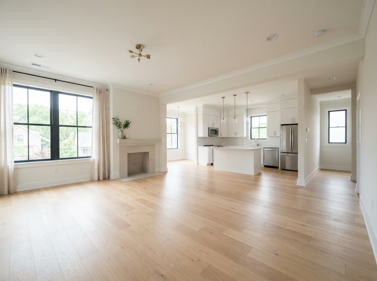 Empty residential living space prepared for move-in with natural light