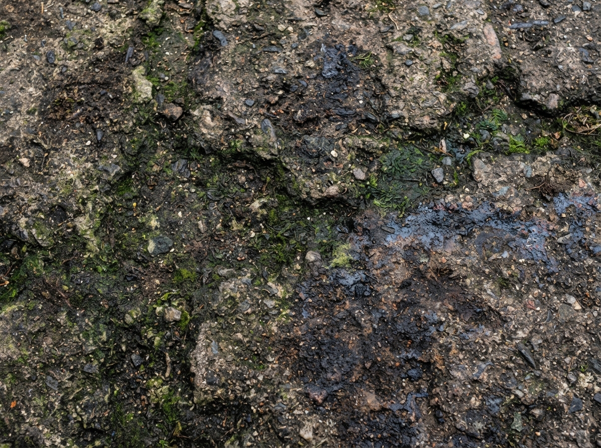 Before — Surface showing built-up dirt, algae, moss and weather staining