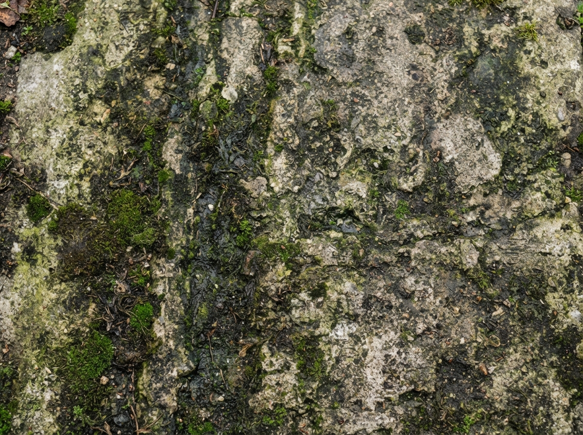 Before — Surface showing built-up dirt, algae, moss and weather staining