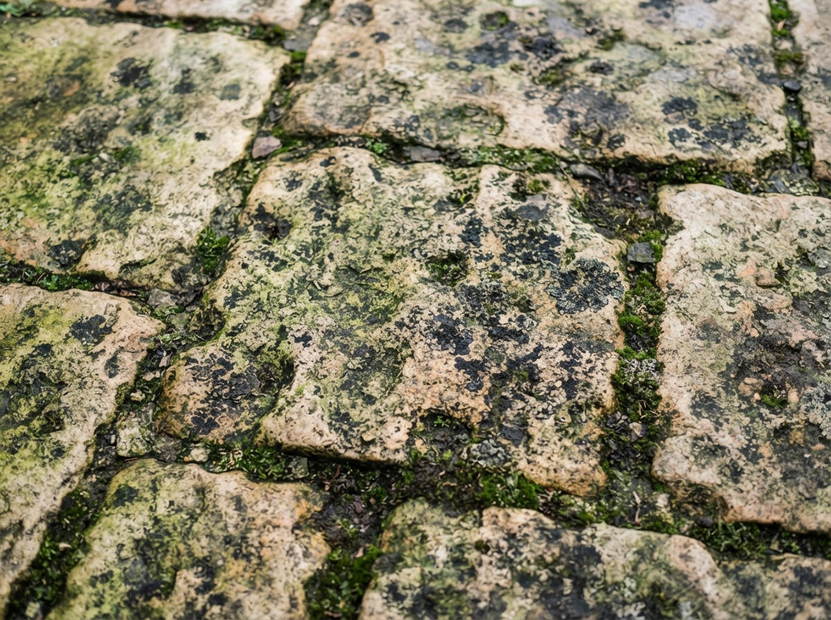 Before — Surface showing built-up dirt, algae, moss and weather staining