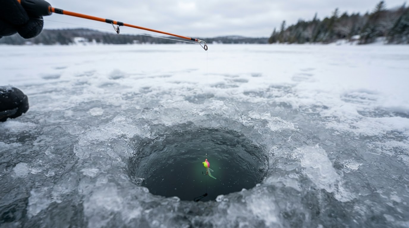 Ice fishing on Green Bay, Brown / Door County, Wisconsin