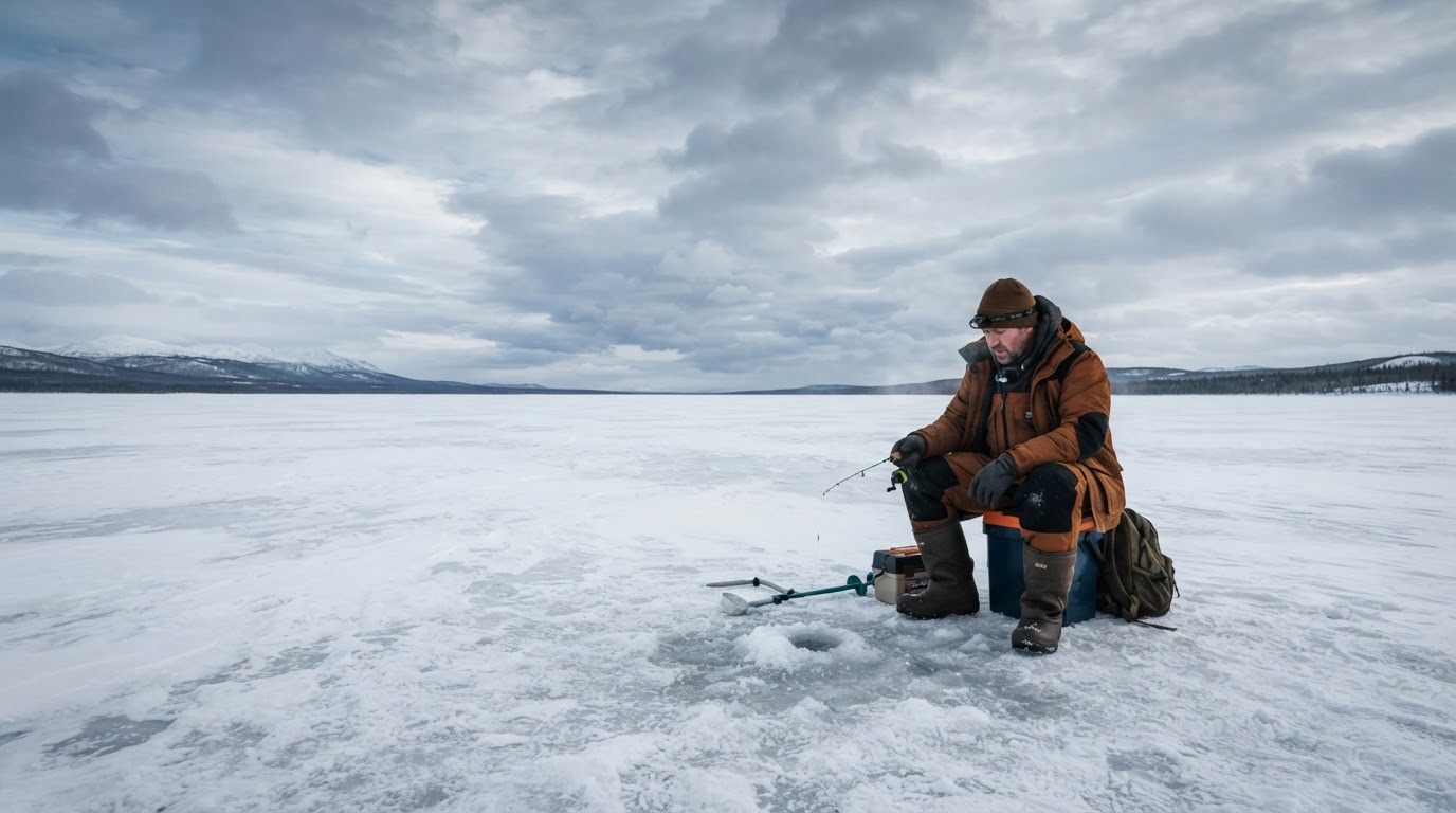 Ice fishing on Sturgeon Bay / Door County, Door County, Wisconsin