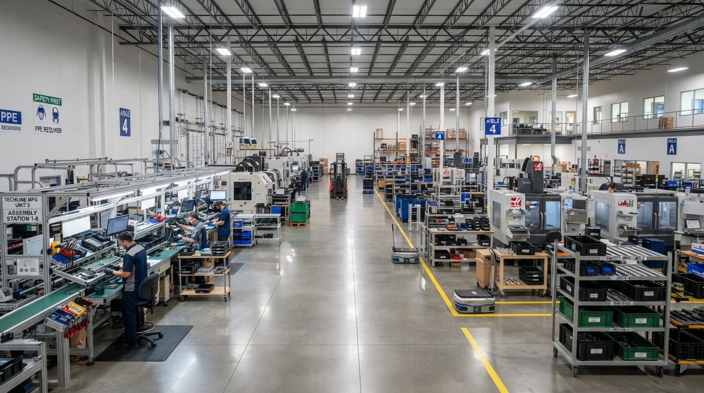 Clean industrial manufacturing facility interior in Metro Atlanta