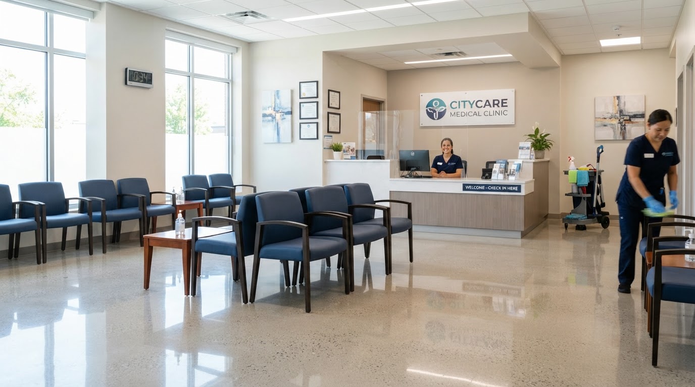Clean modern medical office reception area in Metro Atlanta