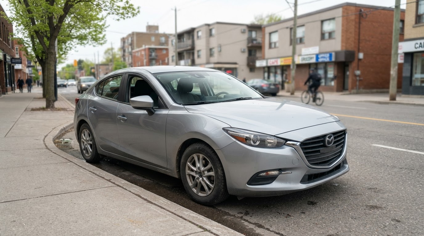 Well-maintained used silver Mazda3 for rideshare and delivery work