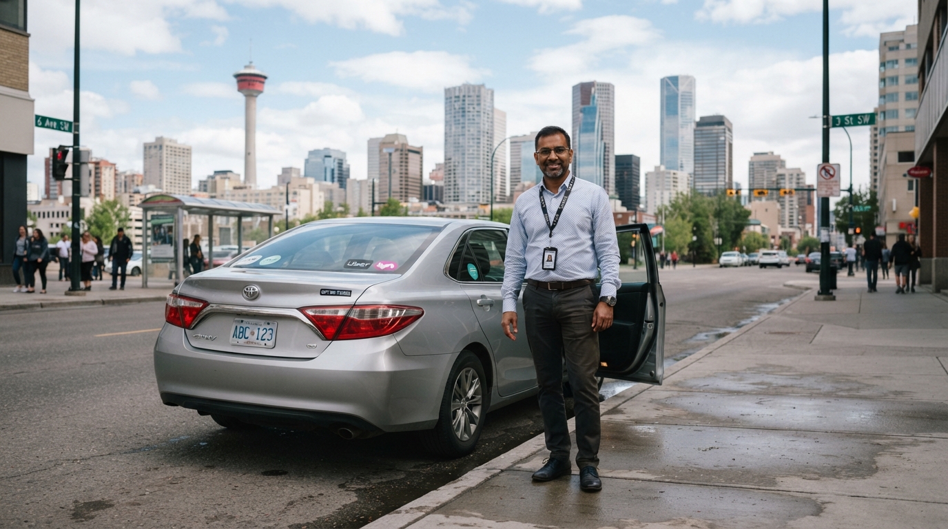 Rideshare and delivery driver getting ready to work with a reliable rental vehicle