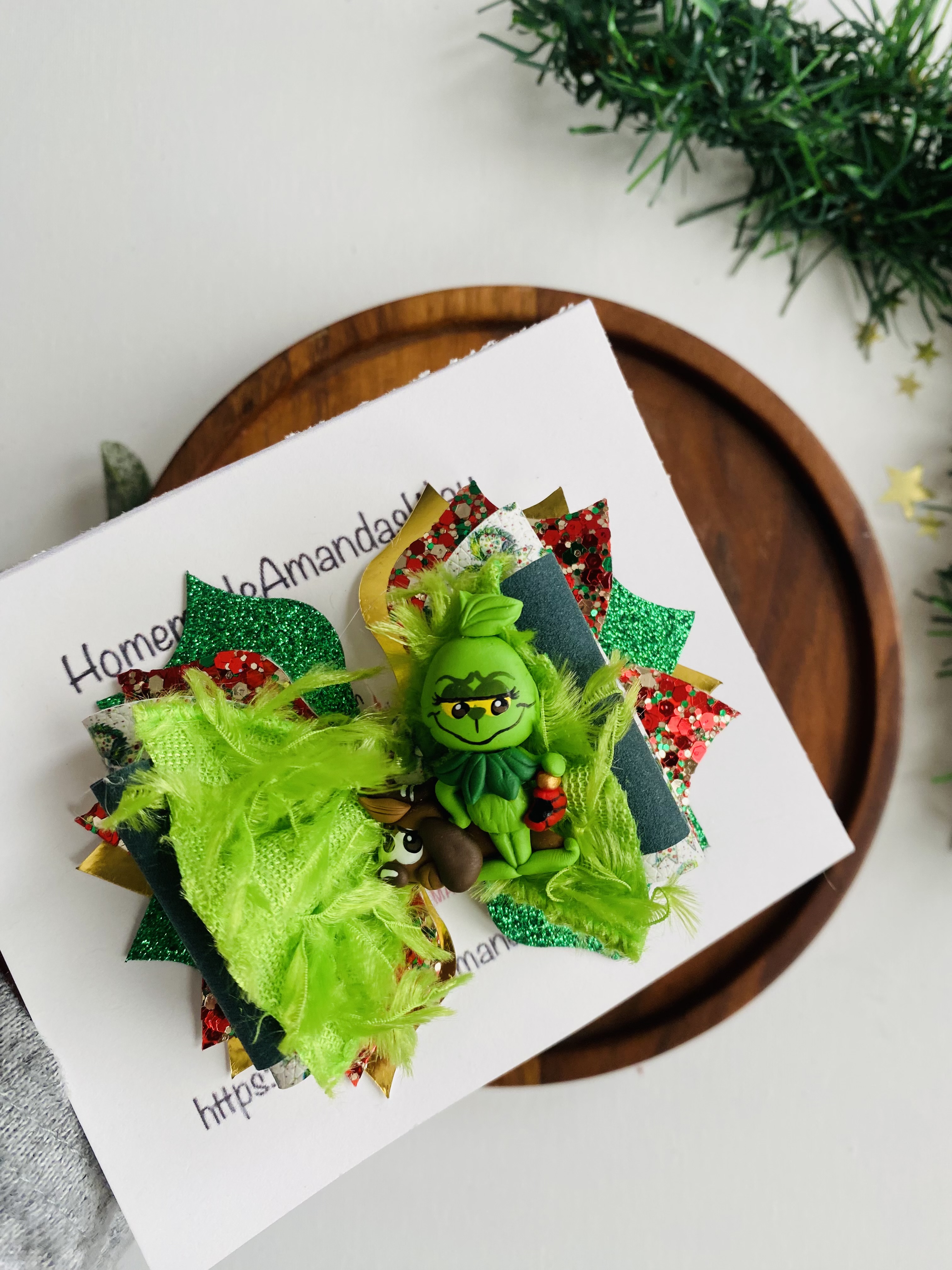 Grinch Who Stole Christmas Bow — handmade hair bow in Grinch Green