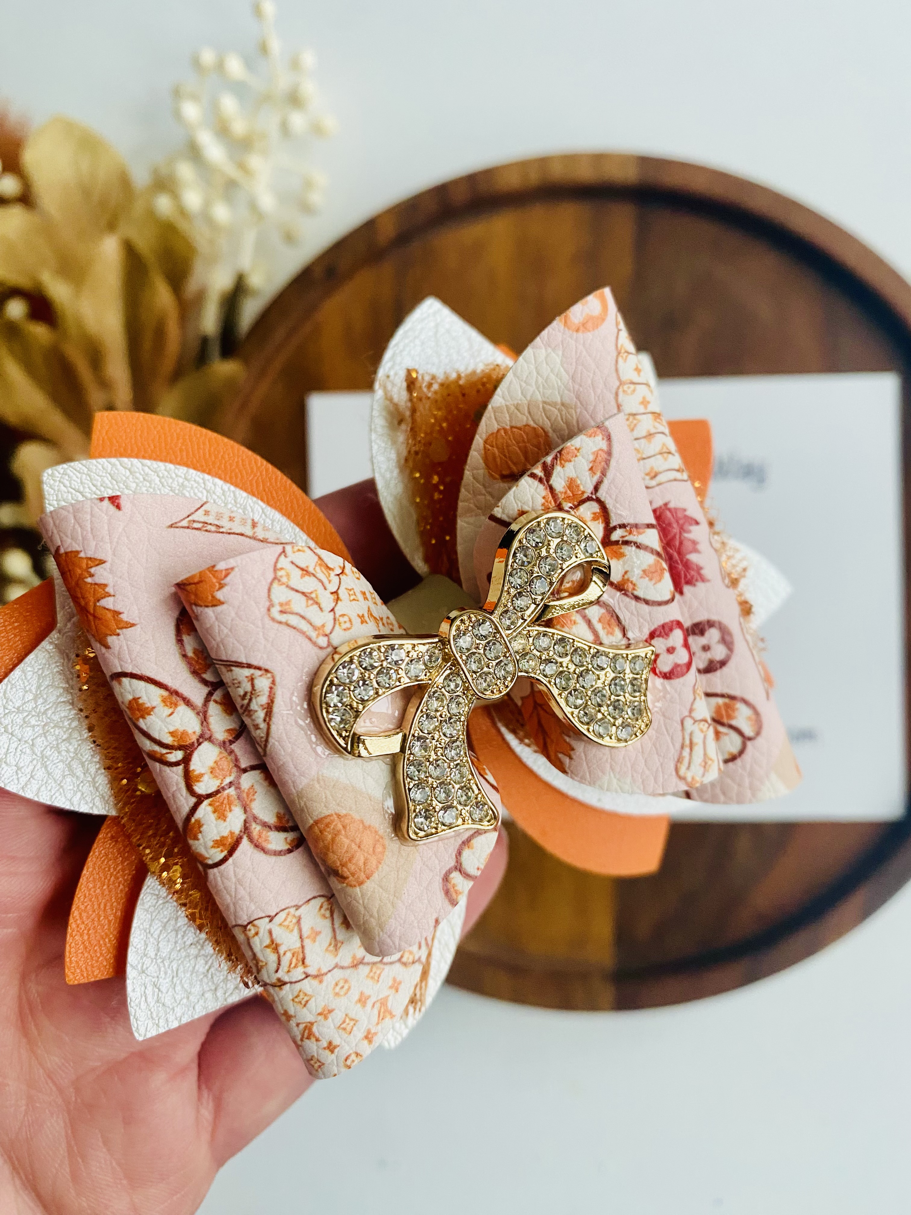 Autumn Harvest Bow — handmade hair bow in Pumpkin Spice