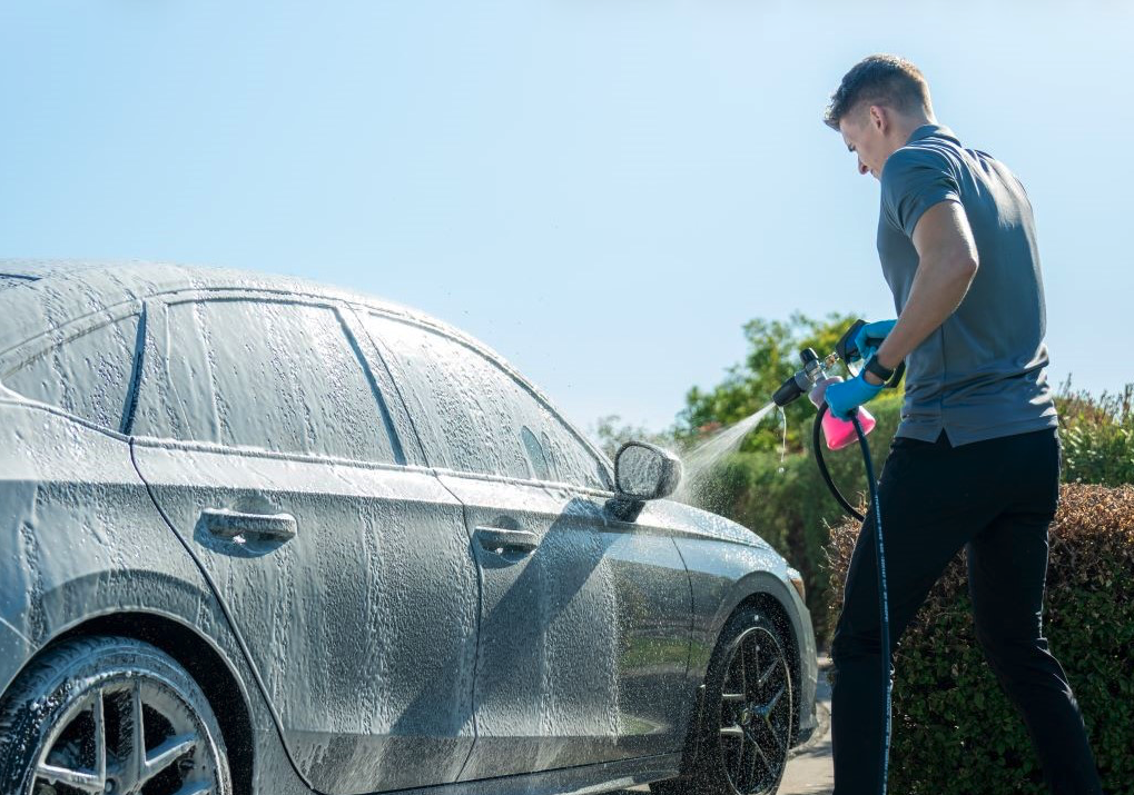 Trusted Mobile Car Detailing Savannah detailer hand-washing a vehicle with foam