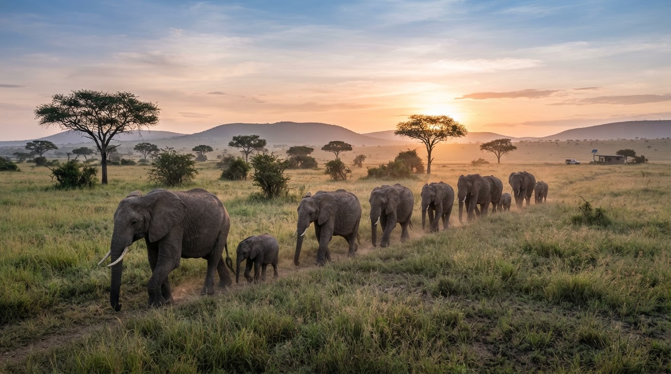 Wildlife in protected natural habitat at dawn — ethical conservation
