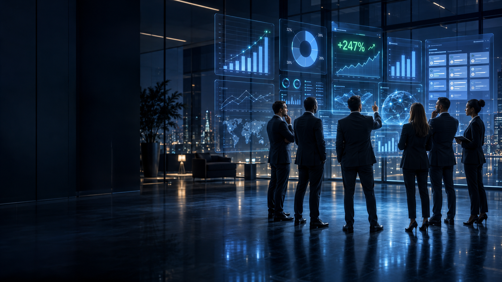 Team analyzing AI-driven marketing performance