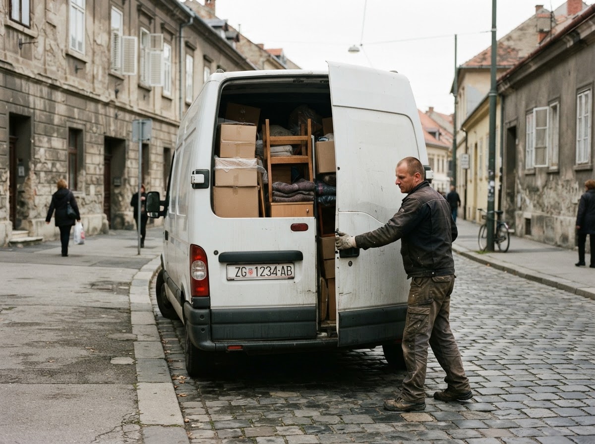 Radnici pažljivo prazne i čiste stan u Zagrebu, odnose stare stvari i kartonske kutije