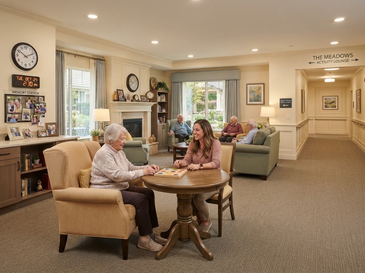 Memory care facility communal space