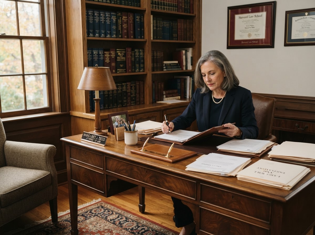 Trusts and estates attorney office with legal documents