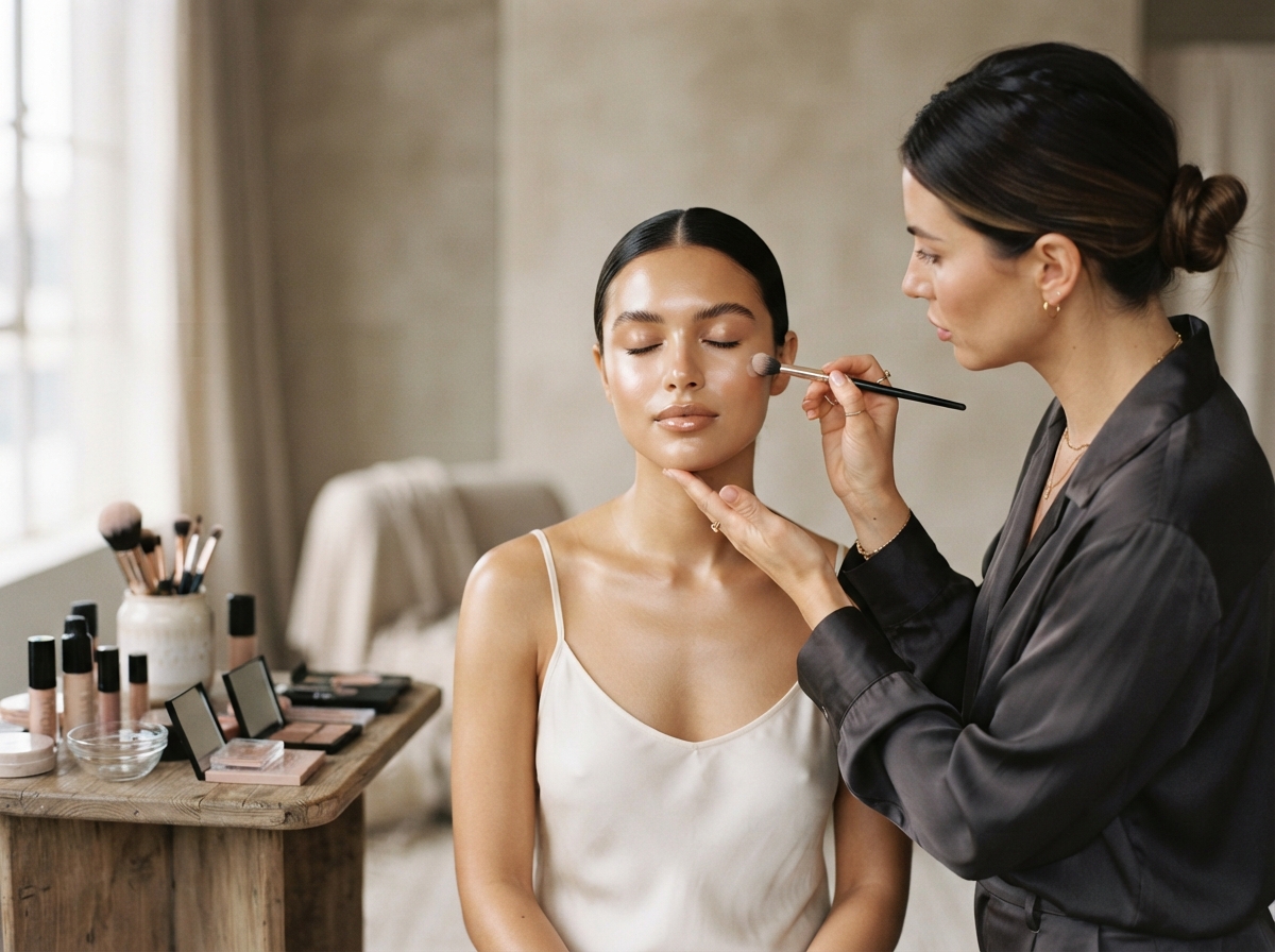 Makeup with and without lashes at Studio-D Brickell
