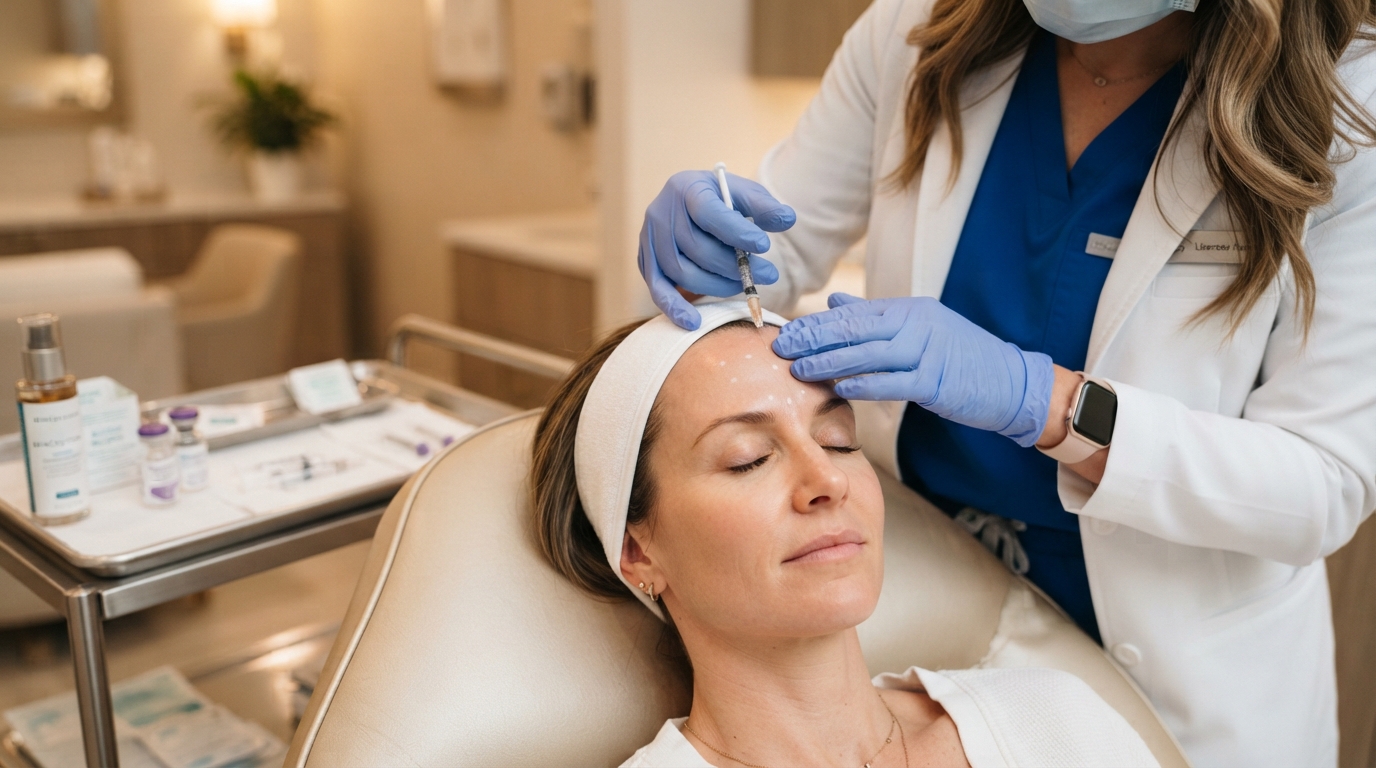 Botox treatment procedure performed by medical professional at TS Browshes Pembroke Pines