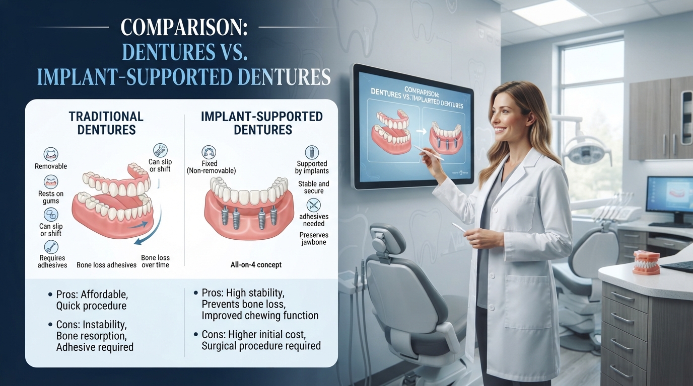 The Difference Between Dentures and Implant-Supported Dentures — Bellagio Dental Implant Center blog