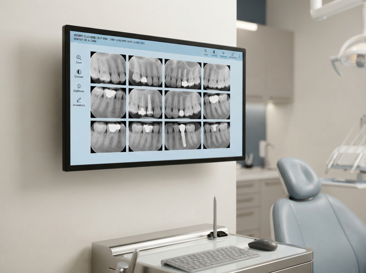 Dental X-ray imaging display at Bellagio Dental Implant Center