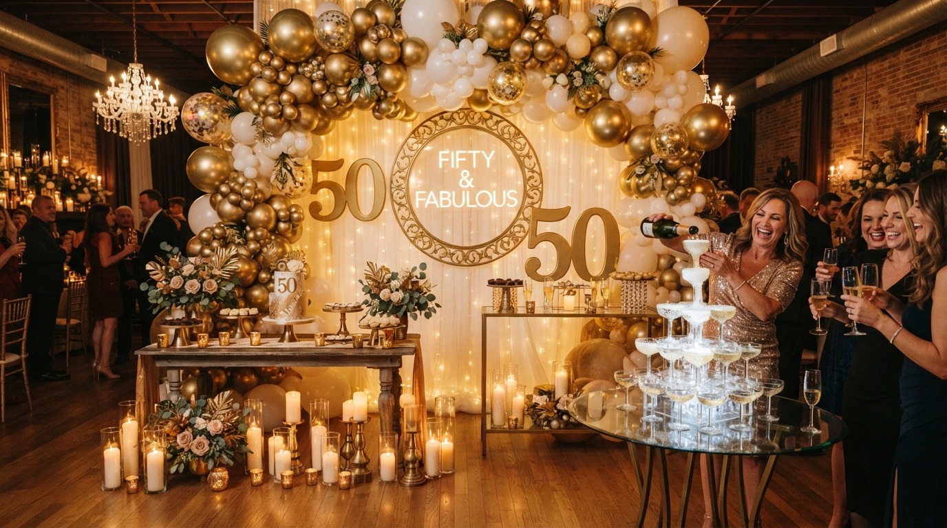 Dramatic luxury birthday celebration