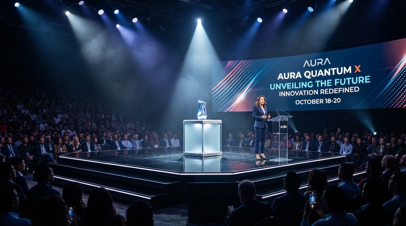 Sophisticated product launch event with branded display and premium lighting by Luxury Group FF Corp