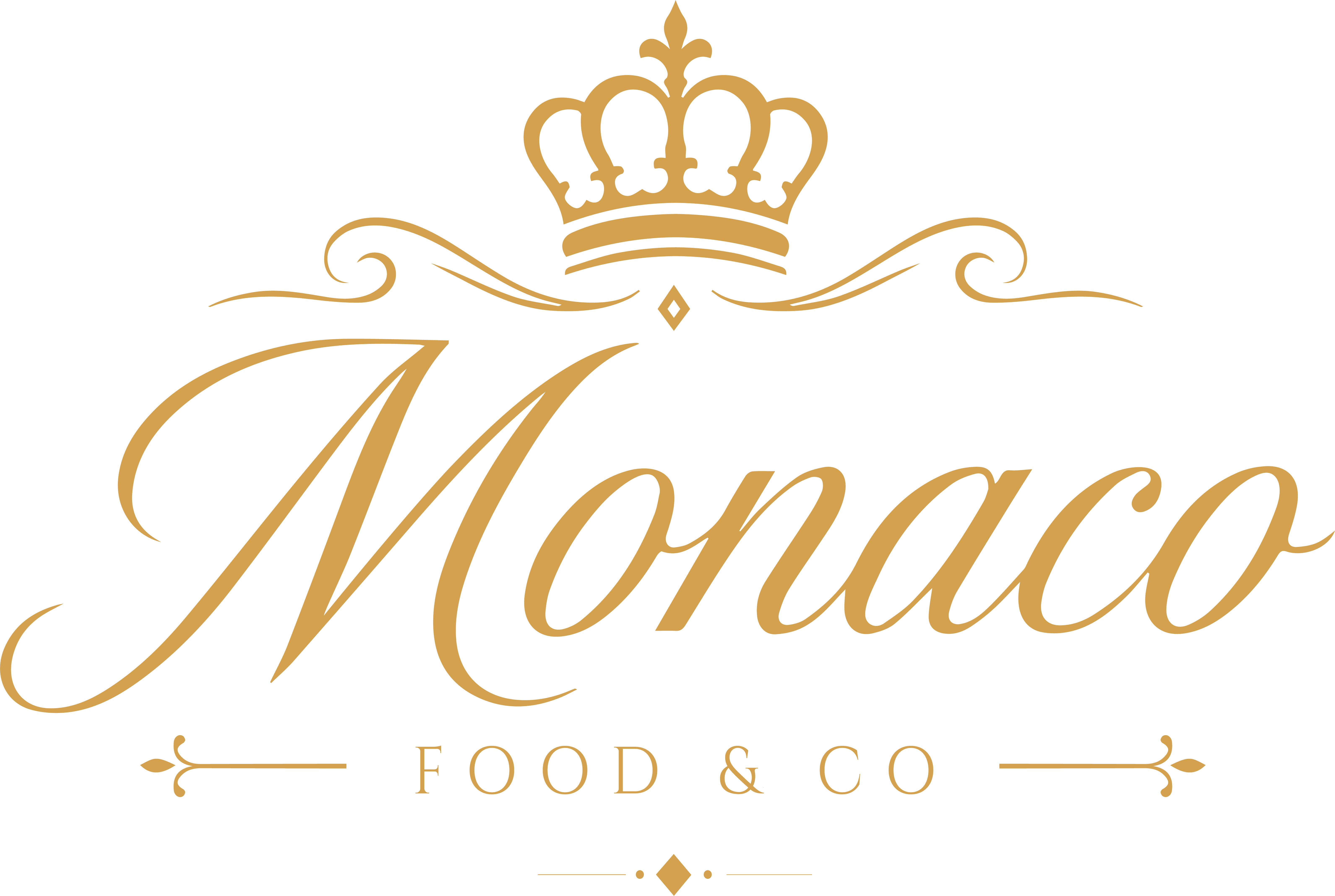 Monaco Food & Co — premium charcuterie and artisan desserts logo with gold crown