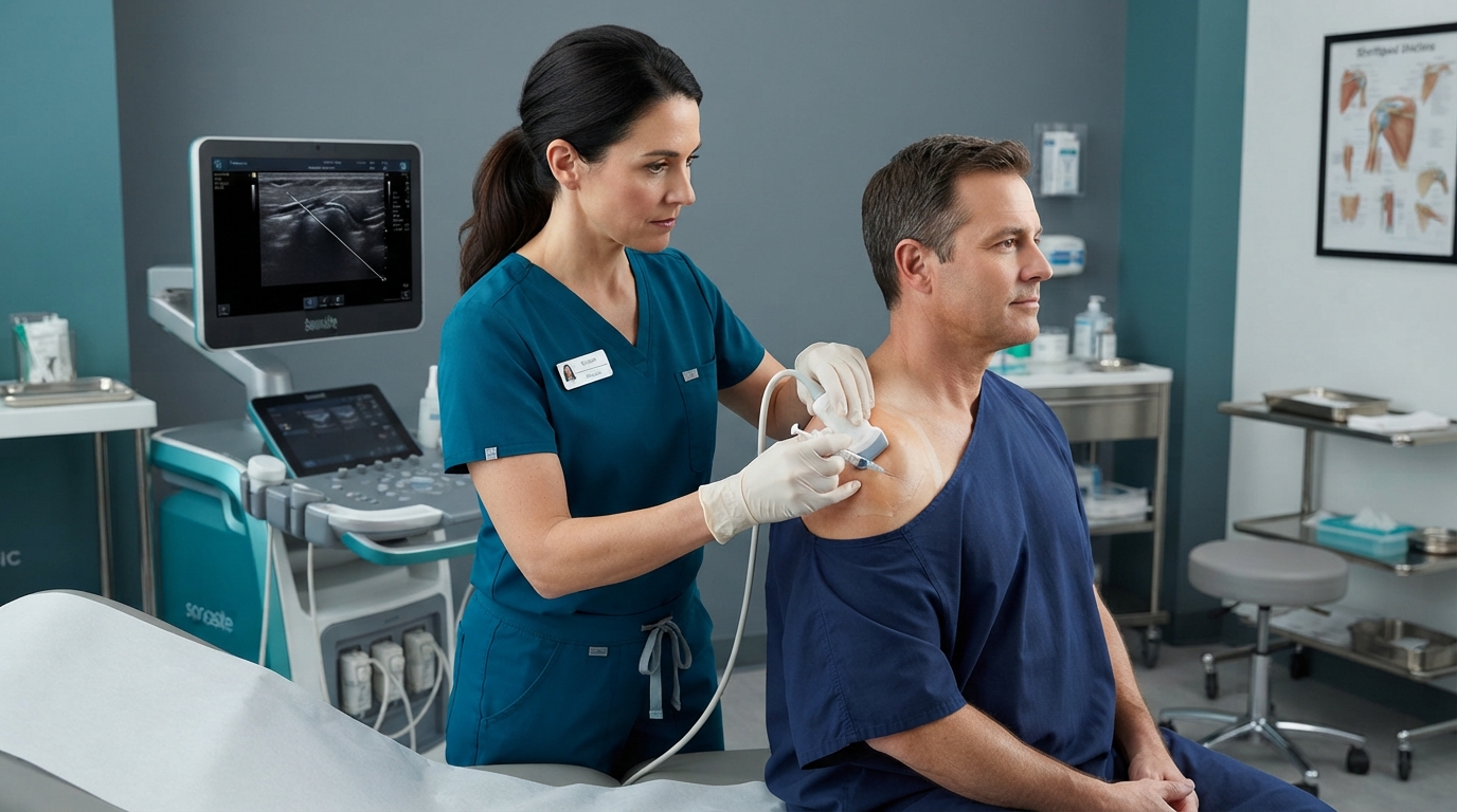 Image-guided orthopedic injection procedure with diagnostic imaging