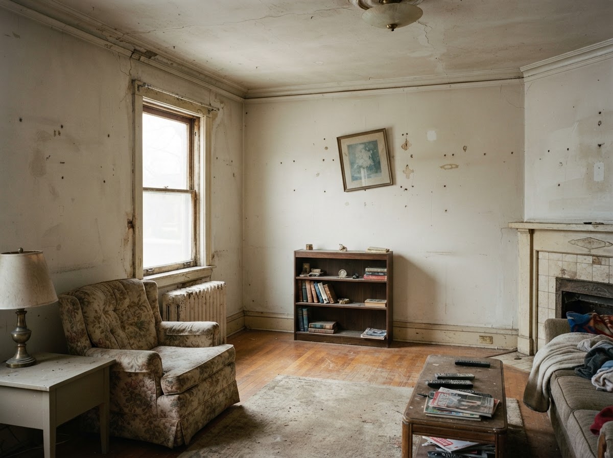 Living room interior before and after professional painting in a St. George home — before