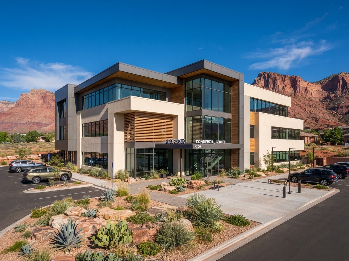 Painted commercial building exterior in Southern Utah