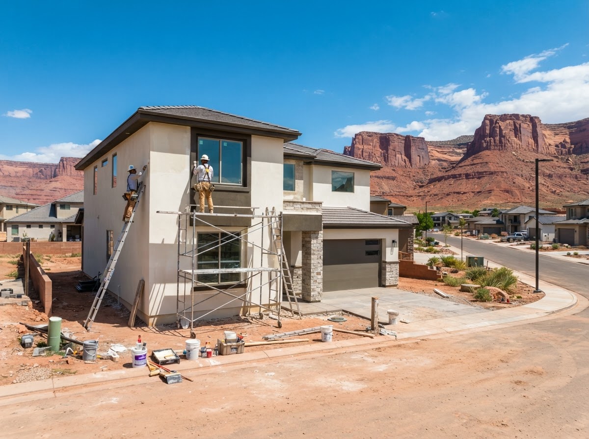 New construction painting in a Southern Utah neighborhood
