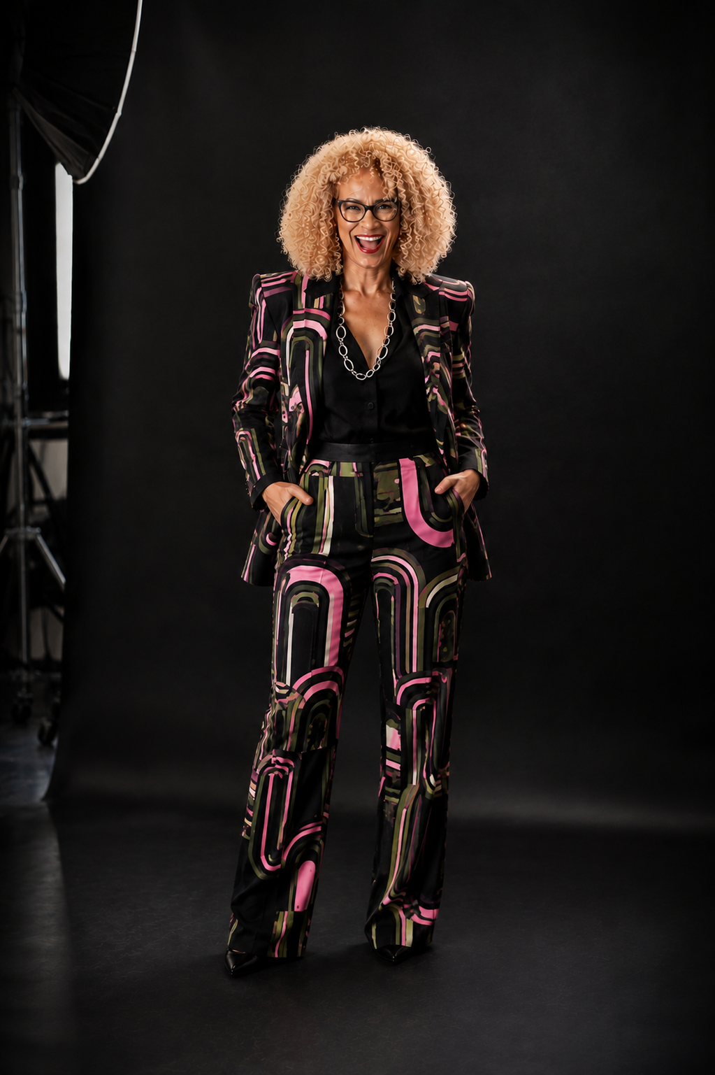 Ezra Isaacs in patterned editorial suit