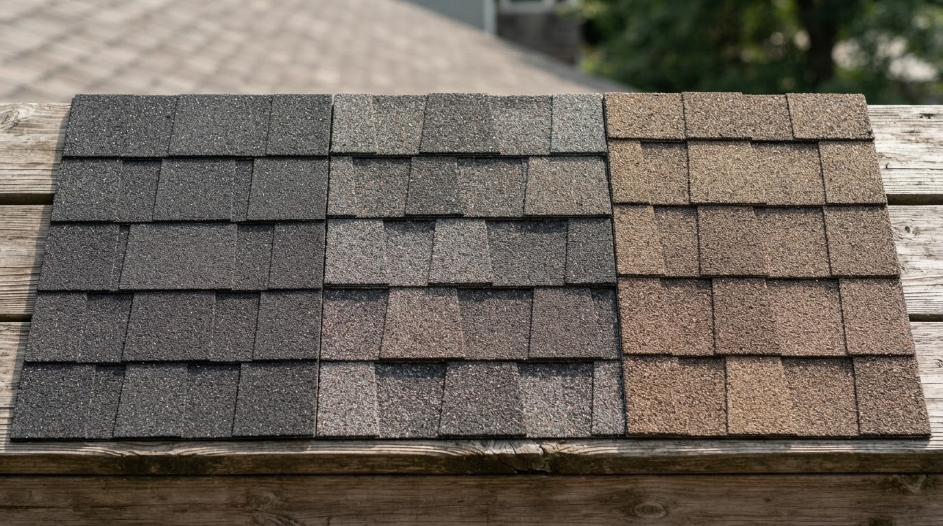 Comparison of three types of asphalt roofing shingles: 3-tab, architectural dimensional, and impact-resistant