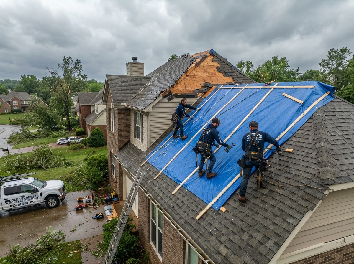 Emergency Storm Tarping — Brentwood, TN, completed by Terry Woodall Roofing